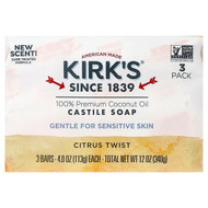 <img alt="Kirks, 100% Premium Coconut Oil Castile Bar Soap, Citrus Twist, 3 Bars, 4 oz (113 g) Each" title="Kirks, 100% Premium Coconut Oil Castile Bar Soap, Citrus Twist, 3 Bars, 4 oz (113 g) Each,639844110349"