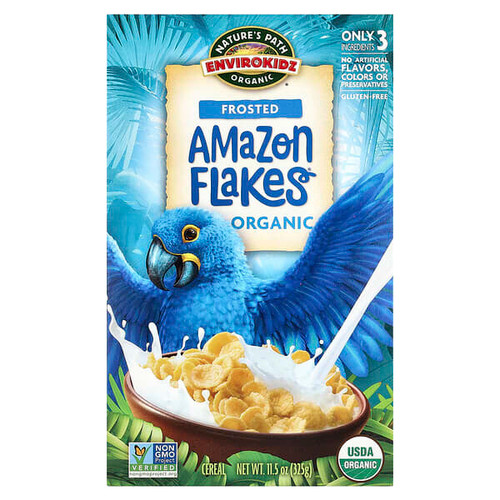 <img alt="Natures Path, EnviroKidz, Organic Frosted Amazon Flakes Cereal, 11.5 oz (325 g)" title="Natures Path, EnviroKidz, Organic Frosted Amazon Flakes Cereal, 11.5 oz (325 g),058449860013"