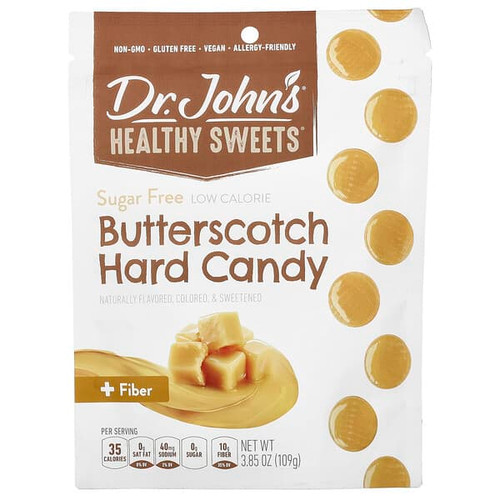 <img alt="Dr. Johns Healthy Sweets, Butterscotch Hard Candy, + Fiber, Sugar Free, 3.85 oz (109 g)" title="Dr. Johns Healthy Sweets, Butterscotch Hard Candy, + Fiber, Sugar Free, 3.85 oz (109 g),605245009148"