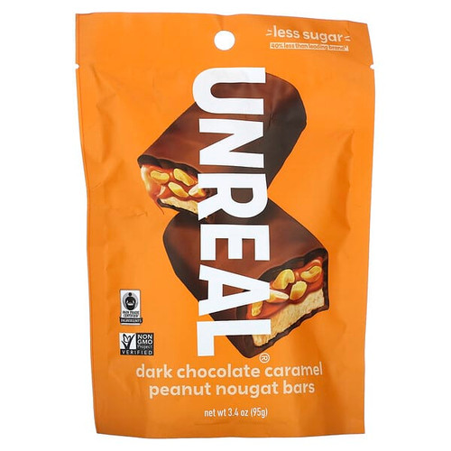 <img alt="Unreal, Dark Chocolate Caramel Peanut Nougat Bars, 3.4 oz (95 g)" title="Unreal, Dark Chocolate Caramel Peanut Nougat Bars, 3.4 oz (95 g),857484006529"