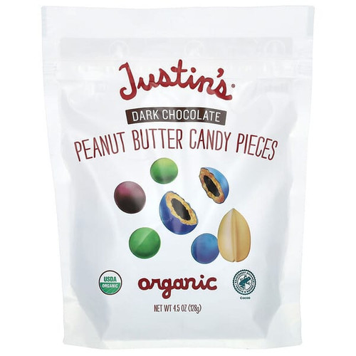 <img alt="Justins Nut Butter, Organic Peanut Butter Candy Pieces, Dark Chocolate, 4.5 oz (128 g)" title="Justins Nut Butter, Organic Peanut Butter Candy Pieces, Dark Chocolate, 4.5 oz (128 g),840379102567"