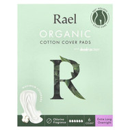 <img alt="Rael, Organic Cotton Cover Pads, Extra Long Overnight, 6 Count" title="Rael, Organic Cotton Cover Pads, Extra Long Overnight, 6 Count,810027131331"