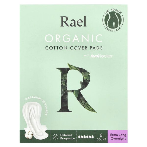 <img alt="Rael, Organic Cotton Cover Pads, Extra Long Overnight, 6 Count" title="Rael, Organic Cotton Cover Pads, Extra Long Overnight, 6 Count,810027131331"