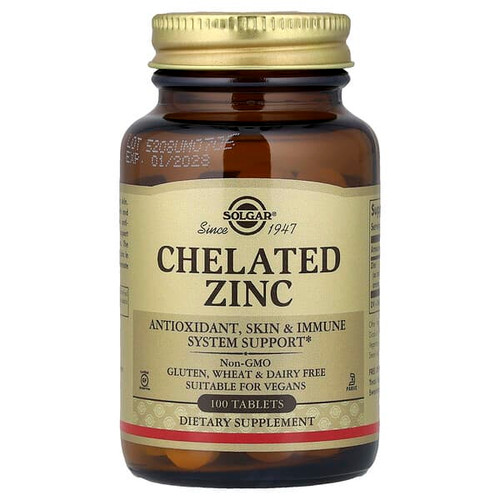<img alt="Solgar, Chelated Zinc, 100 Tablets (22 mg per Tablet)" title="Solgar, Chelated Zinc, 100 Tablets (22 mg per Tablet),033984008007"