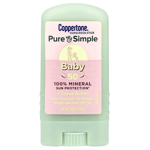<img alt="Coppertone, Baby, Pure & Simple Sunscreen Stick, SPF 50, 0.49 oz (13.9 g)" title="Coppertone, Baby, Pure & Simple Sunscreen Stick, SPF 50, 0.49 oz (13.9 g),072140028862"