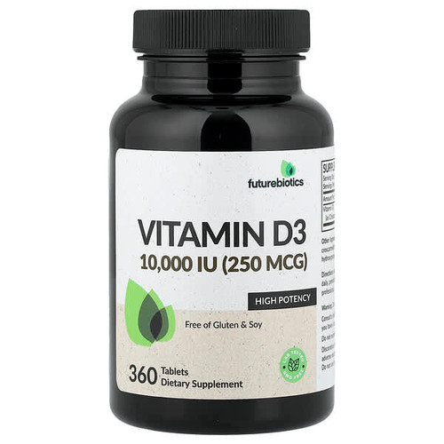 <img alt="Futurebiotics, Vitamin D3, 250 mcg (10,000 IU), 360 Tablets" title="Futurebiotics, Vitamin D3, 250 mcg (10,000 IU), 360 Tablets,049479502318"