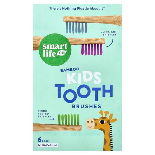 <img alt="SmartLifeCo, Kids Bamboo Toothbrushes, Multi-Colored, 6 Pack" title="SmartLifeCo, Kids Bamboo Toothbrushes, Multi-Colored, 6 Pack,850046079276"