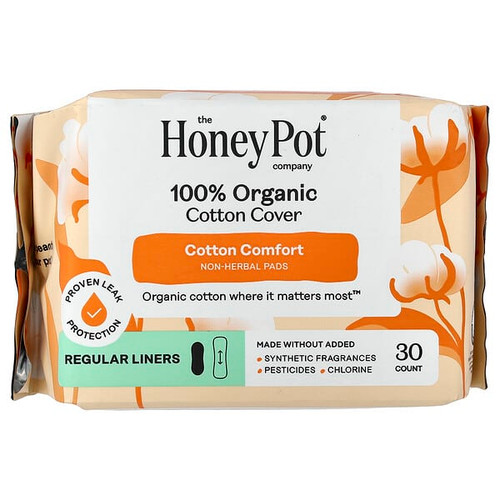 <img alt="The Honey Pot Company, 100% Organic Cottom Cover, Non-Herbal Pads, Regular, 30 Count" title="The Honey Pot Company, 100% Organic Cottom Cover, Non-Herbal Pads, Regular, 30 Count,851669008858"
