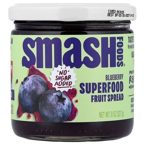 <img alt="Smash Foods, Superfood Fruit Spread, Blueberry, 8 oz (227 g)" title="Smash Foods, Superfood Fruit Spread, Blueberry, 8 oz (227 g),860001517521"