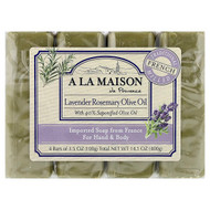 <img alt="A La Maison de Provence, Hand & Body Bar Soap, Lavender Rosemary Olive Oil, 4 Bars, 3.5 oz (100 g) Each" title="A La Maison de Provence, Hand & Body Bar Soap, Lavender Rosemary Olive Oil, 4 Bars, 3.5 oz (100 g) Each,817252015733"