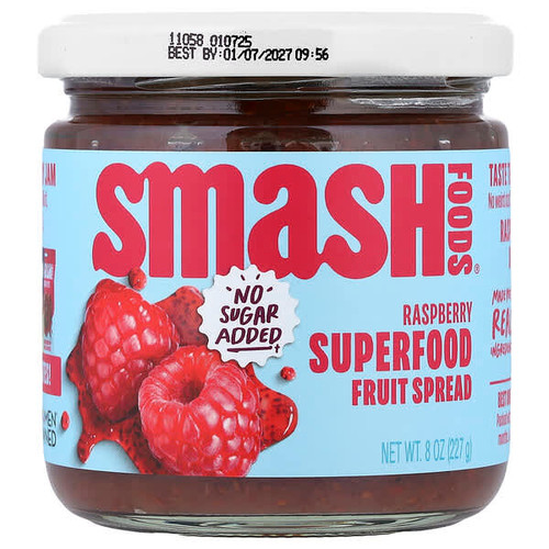 <img alt="Smash Foods, Superfood Fruit Spread, Raspberry , 8 oz (227 g)" title="Smash Foods, Superfood Fruit Spread, Raspberry , 8 oz (227 g),860001517514"
