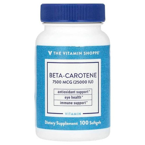 <img alt="The Vitamin Shoppe, Beta-Carotene , 7,500 mcg (25,000 IU), 100 Softgels" title="The Vitamin Shoppe, Beta-Carotene , 7,500 mcg (25,000 IU), 100 Softgels,766536010721"