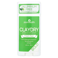 <img alt="Zion Health, Bold, ClayDry Deodorant, Fresh Pear, 2.8 oz (80 g)" title="Zion Health, Bold, ClayDry Deodorant, Fresh Pear, 2.8 oz (80 g),093141105154"