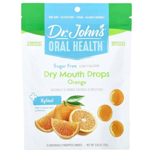 <img alt="Dr. Johns Healthy Sweets, Oral Health, Dry Mouth Drops, + Xylitol, Orange, 24 Individually Wrapped Candies. 3.85 oz (109 g)" title="Dr. Johns Healthy Sweets, Oral Health, Dry Mouth Drops, + Xylitol, Orange, 24 Individually Wrapped Candies. 3.85 oz (109 g),605245009872"
