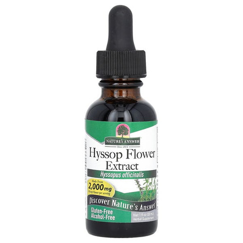 <img alt="Natures Answer, Hyssop Flower Extract, Alcohol-Free, 505 mg, 1 fl oz (30 ml)" title="Natures Answer, Hyssop Flower Extract, Alcohol-Free, 505 mg, 1 fl oz (30 ml),083000006388"
