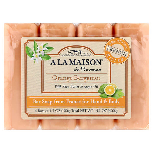 <img alt="A La Maison de Provence, Hand & Body Bar Soap, Orange Bergamot, 4 Bars, 3.5 oz (100 g) Each" title="A La Maison de Provence, Hand & Body Bar Soap, Orange Bergamot, 4 Bars, 3.5 oz (100 g) Each,817252016037"