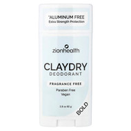 <img alt="Zion Health, Bold, ClayDry Deodorant, Fragrance Free, 2.8 oz (80 g)" title="Zion Health, Bold, ClayDry Deodorant, Fragrance Free, 2.8 oz (80 g),093141103389"
