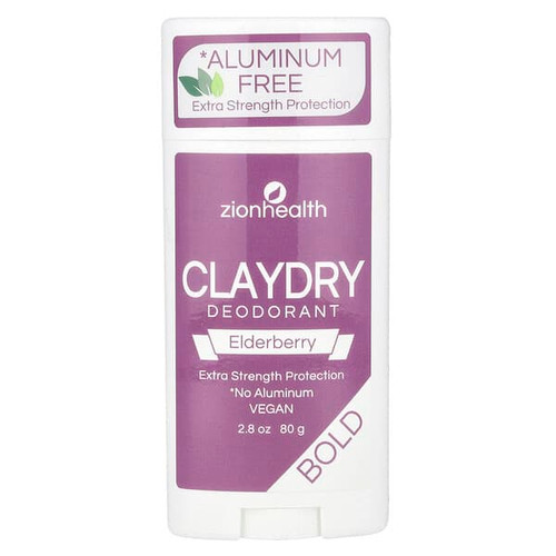 <img alt="Zion Health, Bold, ClayDry Deodorant, Elderberry, 2.8 oz (80 g)" title="Zion Health, Bold, ClayDry Deodorant, Elderberry, 2.8 oz (80 g),093141104423"