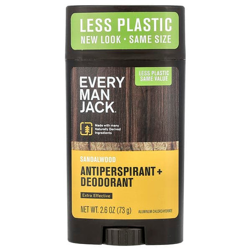 <img alt="Every Man Jack, Antiperspirant + Deodorant, Sandalwood, 2.6 oz (73 g)" title="Every Man Jack, Antiperspirant + Deodorant, Sandalwood, 2.6 oz (73 g),878639011892"