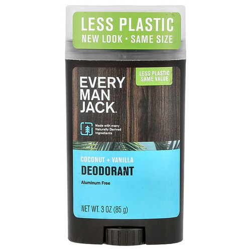 <img alt="Every Man Jack, Deodorant, Aluminum Free, Coconut + Vanilla, 3 oz (85 g)" title="Every Man Jack, Deodorant, Aluminum Free, Coconut + Vanilla, 3 oz (85 g),878639017221"