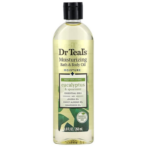 <img alt="Dr. Teals, Moisturizing Bath & Body Oil, Eucalyptus & Spearmint, 8.8 fl oz (260 ml)" title="Dr. Teals, Moisturizing Bath & Body Oil, Eucalyptus & Spearmint, 8.8 fl oz (260 ml),811068012825"
