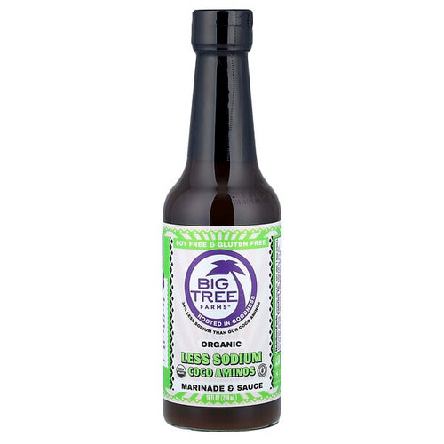 <img alt="Big Tree Farms, Organic, Less Sodium Coco Aminos, Marinade & Sauce, 10 fl oz (296 ml)" title="Big Tree Farms, Organic, Less Sodium Coco Aminos, Marinade & Sauce, 10 fl oz (296 ml),873204008093"