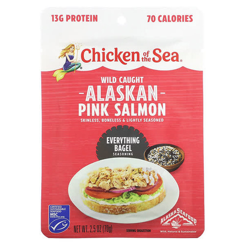<img alt="3 PACK of Chicken of the Sea, Wild Caught Alaskan Pink Salmon, Everything Bagel Seasoning, 2.5 oz (70 g)" title="3 PACK of Chicken of the Sea, Wild Caught Alaskan Pink Salmon, Everything Bagel Seasoning, 2.5 oz (70 g),048000011831"