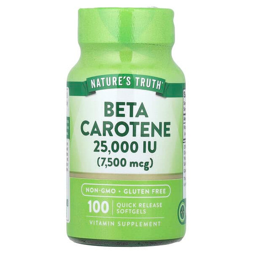 <img alt="Natures Truth, Beta Carotene, 7,500 mcg (25,000 IU), 100 Quick Release Softgels" title="Natures Truth, Beta Carotene, 7,500 mcg (25,000 IU), 100 Quick Release Softgels,840093105998"