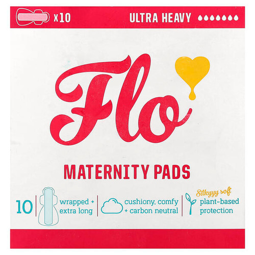 <img alt="Here We Flo, Maternity Pads, Ultra Heavy, 10 Pads" title="Here We Flo, Maternity Pads, Ultra Heavy, 10 Pads,5060630101596"