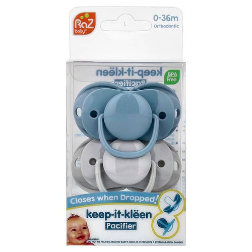 <img alt="RaZbaby, Keep-It-Kleen Pacifier, 0-36m, Blue & Gray, 2 Pacifiers" title="RaZbaby, Keep-It-Kleen Pacifier, 0-36m, Blue & Gray, 2 Pacifiers,850028177242"