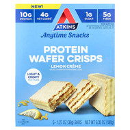 <img alt="Atkins, Anytime Snacks, Protein Wafer Crisps, Lemon Creme, 5 Bars, 1.27 oz (36 g) Each" title="Atkins, Anytime Snacks, Protein Wafer Crisps, Lemon Creme, 5 Bars, 1.27 oz (36 g) Each,637480004107"