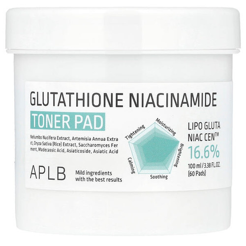 <img alt="APLB, Glutathione Niacinamide, Toner Pad, 60 Pads, 3.38 fl oz (100 ml)" title="APLB, Glutathione Niacinamide, Toner Pad, 60 Pads, 3.38 fl oz (100 ml),8809874684017"