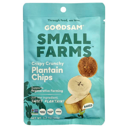 <img alt="3 PACK of GoodSam, Small Farms, Crispy Crunchy Chips, Plantain, 0.7 oz (20 g)" title="3 PACK of GoodSam, Small Farms, Crispy Crunchy Chips, Plantain, 0.7 oz (20 g),850014333621"