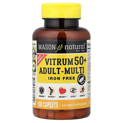 <img alt="Mason Natural, Vitrum 50+ Adult-Multi, Iron Free, 100 Caplets" title="Mason Natural, Vitrum 50+ Adult-Multi, Iron Free, 100 Caplets,311845181510"