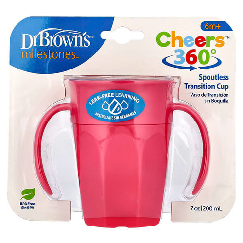 <img alt="Dr. Browns, Milestones, Cheers360, Spoutless Transition Cup, 6 Months +, Pink, 7 oz (200 ml)" title="Dr. Browns, Milestones, Cheers360, Spoutless Transition Cup, 6 Months +, Pink, 7 oz (200 ml),072239312520"