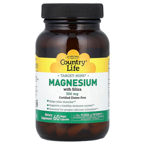 <img alt="Country Life, Target-Mins, Magnesium with Silica, 60 Vegan Capsules" title="Country Life, Target-Mins, Magnesium with Silica, 60 Vegan Capsules,015794024743"