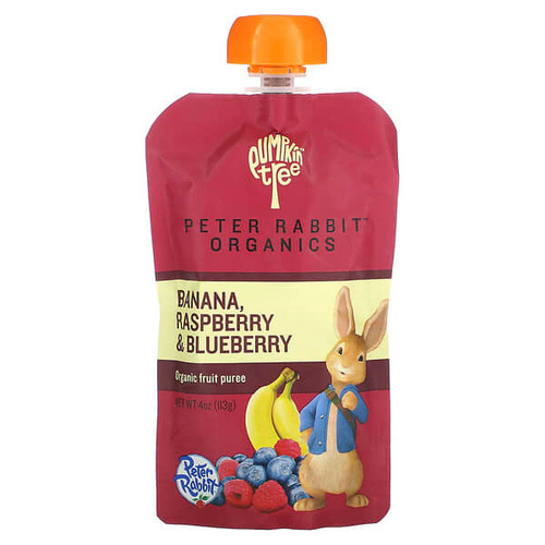<img alt="3 PACK of Pumpkin Tree Organics, Peter Rabbit Organics, Organic Fruit Puree, Banana, Raspberry & Blueberry, 4 oz (113 g)" title="3 PACK of Pumpkin Tree Organics, Peter Rabbit Organics, Organic Fruit Puree, Banana, Raspberry & Blueberry, 4 oz (113 g),815367010261"
