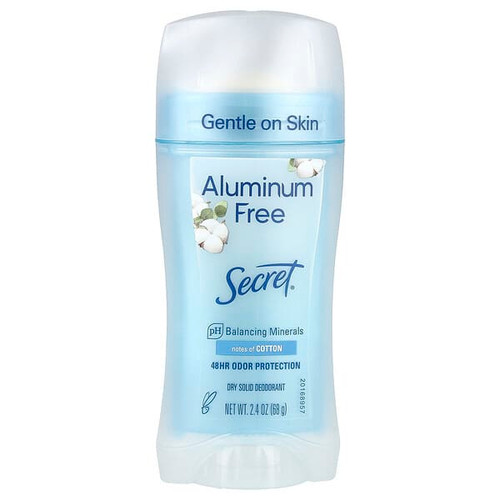 <img alt="Secret, Aluminum Free Deodorant, Cotton, 2.4 oz (68 g)" title="Secret, Aluminum Free Deodorant, Cotton, 2.4 oz (68 g),037000801009"