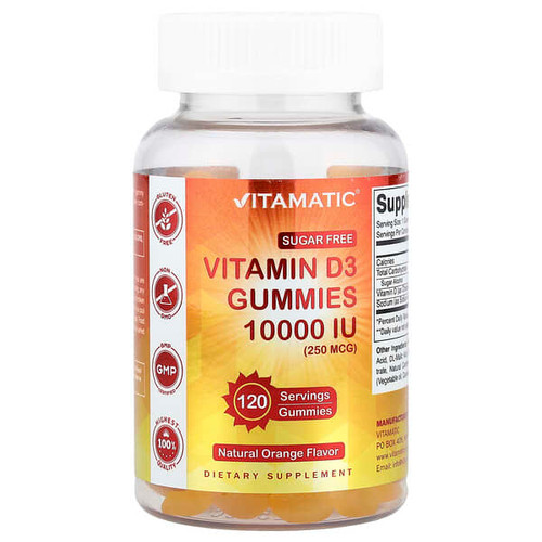 <img alt="Vitamatic, Vitamin D3 Gummies, Natural Orange, 250 mcg (10,000 IU), 120 Gummies" title="Vitamatic, Vitamin D3 Gummies, Natural Orange, 250 mcg (10,000 IU), 120 Gummies,810078472476"