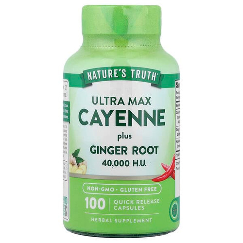 <img alt="Natures Truth, Ultra Max Cayenne Plus Ginger Root, 100 Quick Release Capsules" title="Natures Truth, Ultra Max Cayenne Plus Ginger Root, 100 Quick Release Capsules,840093109835"