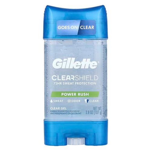 <img alt="Gillette, ClearShield, Antiperspirant Deodorant, Power Rush, 3.8 oz (107 g)" title="Gillette, ClearShield, Antiperspirant Deodorant, Power Rush, 3.8 oz (107 g),047400097872"