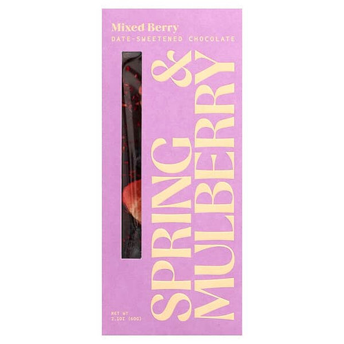 <img alt="Spring & Mulberry, Date-Sweetened Chocolate, Mixed Berry, 2.1 oz (60 g)" title="Spring & Mulberry, Date-Sweetened Chocolate, Mixed Berry, 2.1 oz (60 g),850055470026"