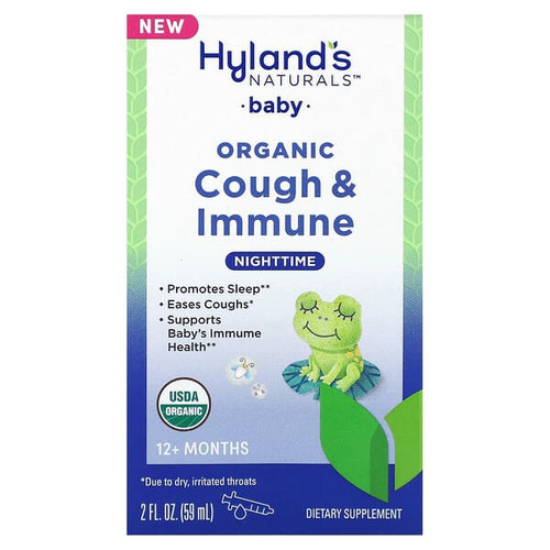 <img alt="Hylands Naturals, Baby, Organic Cough & Immune, Nighttime, 12+ Months, 2 fl oz (59 ml)" title="Hylands Naturals, Baby, Organic Cough & Immune, Nighttime, 12+ Months, 2 fl oz (59 ml),810087820275"