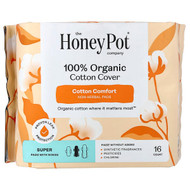 <img alt="The Honey Pot Company, 100% Organic Cotton Cover, Non-Herbal Pads with Wings, Super, 16 Count" title="The Honey Pot Company, 100% Organic Cotton Cover, Non-Herbal Pads with Wings, Super, 16 Count,851669008773"