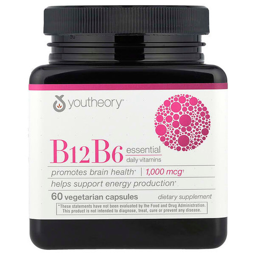 <img alt="Youtheory, B12 B6 Essential Daily Vitamins, 60 Vegetarian Capsules" title="Youtheory, B12 B6 Essential Daily Vitamins, 60 Vegetarian Capsules,850021920340"