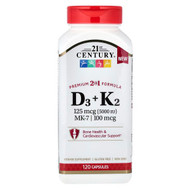 <img alt="21st Century, D3 + K2, 120 Capsules" title="21st Century, D3 + K2, 120 Capsules,740985280652"