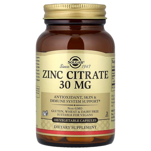 <img alt="Solgar, Zinc Citrate, 30 mg, 100 Vegetable Capsules" title="Solgar, Zinc Citrate, 30 mg, 100 Vegetable Capsules,033984036703"