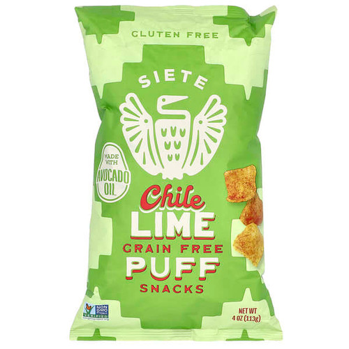 <img alt="Siete, Grain Free Puff Snacks, Chile Lime, 4 oz (113 g)" title="Siete, Grain Free Puff Snacks, Chile Lime, 4 oz (113 g),810091780336"