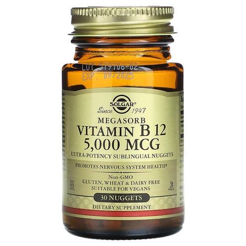 <img alt="Solgar, Megasorb, Vitamin B12, 5,000 mcg, 30 Nuggets" title="Solgar, Megasorb, Vitamin B12, 5,000 mcg, 30 Nuggets,033984017450"