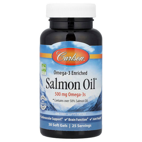 <img alt="Carlson, Omega-3 Enriched Salmon Oil, 50 Soft Gels" title="Carlson, Omega-3 Enriched Salmon Oil, 50 Soft Gels,088395015021"
